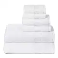 Belizzi Home Ultra Soft 6 Pack Cotton Towel Set, Contains 2 Bath Towels 28x55 inch, 2 Hand Towels 16x24 inch & 2 Wash Coths 12x12 inch, Ideal Everyday use, Compact & Lightweight - White