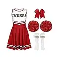 4 Pcs Girls Halloween Cheerleader Costume Outfit Set Fancy Dress for Kids Halloween Birthday Party (9 to 10 Years Old)