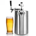 NutriChef Pressurized Beer Mini Keg System, 128oz, Stainless Steel