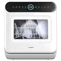 COMFEE' Mini Plus Dishwasher TD305-W Compact Table Top Dishwasher with 3 Place Settings, 7 Programmes, Touch Control, LED Display, Delay Start and Off-peak Wash Function - White