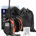 PROHEAR 033 Bluetooth FM/AM Radio Hearing Protection Headphones (Upgraded) with Rechargeable Battery, 25dB NRR Safety Noise Reduction EarMuffs, 48H Playtime for Mowing, Work Shops, Snowblowing - Orange