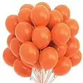 Prextex 75 Orange Party Balloons 12 Inch Orange Balloons with Matching Color Ribbon for Orange Theme Party Decoration, Weddings, Baby Shower, Birthday Parties Supplies or Arch Décor - Helium Quality