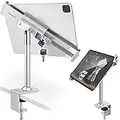 AboveTEK Anti Theft Locking Tablet Stand Holder - 360/320 POS Swivel - Lockable Tablet Security Stand Lock, Desktop Table Clamp Mount Fits 7 to 11 Inch iPad Fire Microsoft Galaxy Tab Google (Silver)