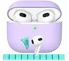 Delidigi Funda para AirPods 3,Case Protectora de Silicona con 10 Piezas de Masa de Limpieza de AirPods para Apple AirPods 3.ª Generación 2021 (Púrpura)