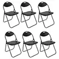 ARIANA HOMEWARE Heavy Duty Folding Chair with Metal Frame and Upholstered Padded Seat for Outdoor/Indoor (Black, Set of 6)