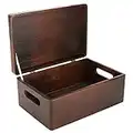 Creative Deco Large Brown Wooden Storage Box | 30 x 20 x 14 cm (+/-1 cm) | with Hinged Lid & Handles | Gift Box for Tool Dog Toy Shoes Clothes Kitchen Storage | Wood Keepsake Memory Craft Chest