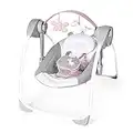 Ingenuity Comfort 2 Go Compact Portable 6-Speed Baby Swing with Music, Folds for Easy Travel-Flora the Unicorn (Pink), 0-9 Months