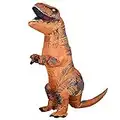 MXoSUM Inflatable T-REX Costume Adult Dinosaur Costumes Jumpsuit Air Blow up Halloween Cosplay Fancy Dress up Costume (Brown)