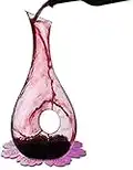 BOQO Red Wine Decanter, 1.2 Liter Crystal Glass Decanter Carafe, Premium Red Wine Carafe With Stylish Silicone Coaster, Wine Accessories