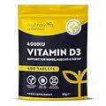 Vitamin D Tablets 4000 IU - Vegetarian Vitamin D3 4000 IU - 400 VIT D Tablets - High Strength Vitamin D 1 Year Supply - Supports The Immune System and Bone Health - Made in The UK by Nutravita