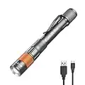 EverBrite Rechargeable Pen Light, 300 Lumens EDC Flashlight, Zoomable, LED Pocket Flashlight with Clip for Camping, Emergency. Grey