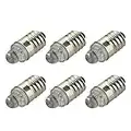 Ruiandsion Lot de 6 ampoules LED E10 3 V 6 000 K blanc pour lampe de poche, lampe de poche, lampe frontale, terre négative