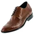 CALTO Men's Invisible Height Increasing Elevator Shoes - Antique Brown Premium Leather Wing-tip Lace-up Formal Oxfords - 2.8 Inches Taller - Y1005 - Size 8 D(M) US