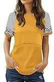 Smallshow Camiseta Lactancia Verano Manga Corta Maternidad Ropa Embarazada Top,Yellow,M