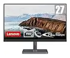 Lenovo L27i-30 - Monitor Gaming 27" FullHD (IPS, 75Hz, 4ms, HDMI, VGA, FreeSync, Base Metálica con Soporte para teléfono) Ajuste de inclinación - Negro