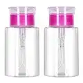 Leevia 2 Pcs 180ml Nail Polish Remover Pump Dispenser Push Down Cleanser Bottle Nail Polish Remover Liquid Bottle Container for Nail Polish and Makeup Remover Nail Art Tool Travel Set