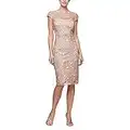 Alex Evenings Women's Short Knee Length Floral Embroidered Cocktail Sheath Dress, Rose Gold, 10