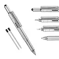 Useful Gadgets Business Gift 6 in 1 Sliver Tool Pen with Ruler, Level Gauge, Ballpoint Pen, Stylus and 2 Screw Drivers, Multifunction Tool Pen Fit for Engineers and Technicians