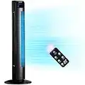 Netta Tower Fan, 36 Inch Oscillating with Remote Control, LED Display, 3 Speed Settings with 8 Hours Timer, Bladeless Floor Fan for Bedroom Living Rooms Kitchen Home Office - Black