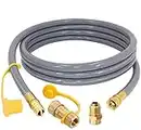 12 FT Natural Gas Hose with 3/8 in Quick Connect/Disconnect for Gas Grill Low-Pressure Appliance -3/8 Female Pipe Thread x 3/8 Male Flare for Most Grills, 1/2" ID Natural Gas Grill Hose