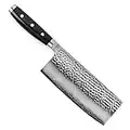 Enso HD 7" Vegetable Cleaver - Made in Japan - VG10 Hammered Damascus Stainless Steel Chinese Chef's Knife