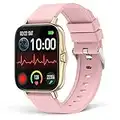 Smart Watch for Women with Bluetooth Call Answer/Dail, Activity Fitness Tracker with 1.7" HD Touch Screen, Smartwatch with Heart Rate Blood Oxygen Sleep Monitor for Android and iPhone Rose Gold