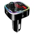 Bluetooth 5.0 Car FM Transmitter,QC3.0 Wireless Bluetooth Car Adapter Mp3 Music Player Car Kit with Hands-Free Calling and 2 USB Charge,LED Backlit,Play TF Card/USB for All Smartphones Audio Players