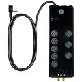 GE Pro 8-Outlet Surge Protector, 4 Ft Power Cord, 2100 Joules, 3 Adapter Spaced Outlets, 3 Phone/DSL/Modern Line Ports, 2 Coax/Cable Ports, Flat Plug, UL Listed, Black, 14095