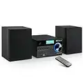 Majestic AH 2350 BT MP3 USB DAB - Sistema Micro Hi-Fi radio DAB/DAB+/FM, Bluetooth, Lettore CD/MP3, Ingresso USB/AUX-IN, telecomando, Nero