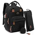 Dikaslon Diaper Bag Backpack with Portable Changing Pad, Pacifier Case and Stroller Straps, Large Unisex Baby Bags for Boys Girls, Multipurpose Travel Back Pack for Moms Dads, Black