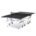 JOOLA Rally TL - Professional MDF Indoor Table Tennis Table w/ Quick Clamp Ping Pong Net & Post Set - 10 Minute Easy Assembly - Corner Ball Holders - USATT Approved - Ping Pong Table w/ Playback Mode, 15mm, Charcoal, Model:11131