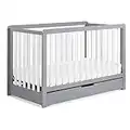 Carter's by DaVinci Colby 4-in-1 Convertible Crib with Trundle Drawer in Grey and White, Greenguard Gold Certified, Undercrib Storage