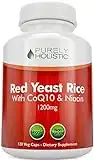 Red Yeast Rice 1200mg with CoQ10 & Flush Free Niacin 120 Vegetarian Capsules - Non Irradiated, Citrinin Free