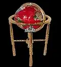 Unique Art 330-GBH-RED-GOLD 36-Inch by 13-Inch Floor Standing Red Lapis Ocean Gemstone World Globe with Gold 4-Leg Stand