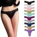 Pmrxi Pack 10 Lace Thong for Women Plus Size G-Strings Panties Low Waist Cotton Thongs For Woman Tangas Underwear Assorted Colors