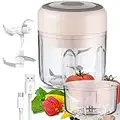 Holzsammlung Hachoir à ail électrique, 250 ml/100 ml, mélangeur trancheur de nourriture portable avec chargement USB, mini robot culinaire sans fil pour viande Piment Légumes Noix Babyfood (Rose)