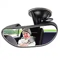 Baby Mirror for Car, GES Rear View Mirror 360 Degree Adjustable Strengthen Suction Cup Mirror for Car 5.9 x 2.2Inch - Black