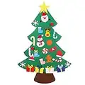 JAHEMU Arbol Navidad Fieltro Felt Christmas Tree Arbol de Navidad de Feltro 3.64 pies DIY 3D Arbol de Navidad con 26 Piezas de Adornos Navidad Año Nuevo Decoración Regalo para Niños