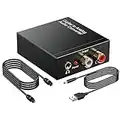 Audio Konverter Wandler Digital,192KHz DAC Digital SPDIF Toslink zu Analog Stereo Audio Konverter mit Optischem Kabel, R/L 3.5mm Jack, für PS3 PS4 Xbox HDTV Blu-ray Sky HD Apple TV