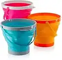 Foldable Pail Bucket Set of 3 Collapsible Buckets Multi-Purpose for Beach, Camping Gear Water and Food Jug, Dog Bowls, Cats, Dogs and Puppys, Camping and Fishing Tub, (Half Gallon / 2 Liters)