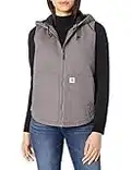 Carhartt Women's Washed Duck Hooded Vest, taupe gray, Medium