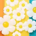 GIHOO Daisy Balloons 9 Pieces White Daisy Flower Balloons for Groovy Daisy Theme Girls Birthday Party Wedding Baby Shower Eater Balloon Decor (3 sizes mixed)