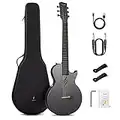 Enya Guitarra Principiantes Set 35'' - Fibra de Carbono Negro Nova Go SP1 Guitarra Eléctrica acústica con Smart AcousticPlus Pickup para Infantil Adultos Escuela Hogar Viajes Cadeau de Noël