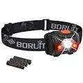 BORUIT LED Headlamp Flashlight AAA Battery Head Lamp - 4 Mode Super Bright Red White Light Headlight Kids Adult Hunting Running Fishing Camping Gear