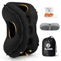 Inflatable Travel Pillow,Multifunction Travel Neck Pillow for Airplane to Avoid Neck and Shoulder Pain,Support Head,Neck,Used for Sleeping Rest, Airplane and Home Use,with Eye Mask, Earplugs, Black