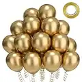Gold Metallic Chrome Latex Balloons - 62Pack 12 inch Round Helium Balloons for Birthday Wedding Graduation Baby Shower Party Decorations