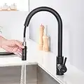 Rubinetto Cucina con Doccetta Estraibile, Lonheo Miscelatore Cucina Nero con Doccetta in Acciaio Inox, 2 Modalità, Girevole a 360°, Disponibile Freddo e Caldo