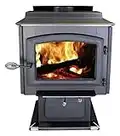 Ashley Hearth AW3200E-P 3,200 Sq. Ft. EPA Certified Pedestal Wood Burning Stove with Blower, Black