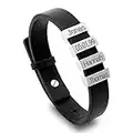 TMT personalisiertes Armband mit Namen (1-6) | schwarz braun Lederarmband Herren mit Gravur | Perfektes Geschenk für Papa Opa, Vatertagsgeschenk personalisiert und Papa Geschenk Geburtstag