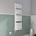 WarmeHaus Kristiansund Electric Heated Towel Rail Thermostat 1380 x 500mm Dual Fuel Thermostatic Heated Towel Rail Electric Ladder Radiator White 500W